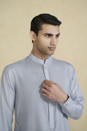 Samit Silk Kurta - Grey, Grey, image 6